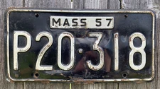 1957 MASSACHUSETTS LICENSE PLATE #P20318