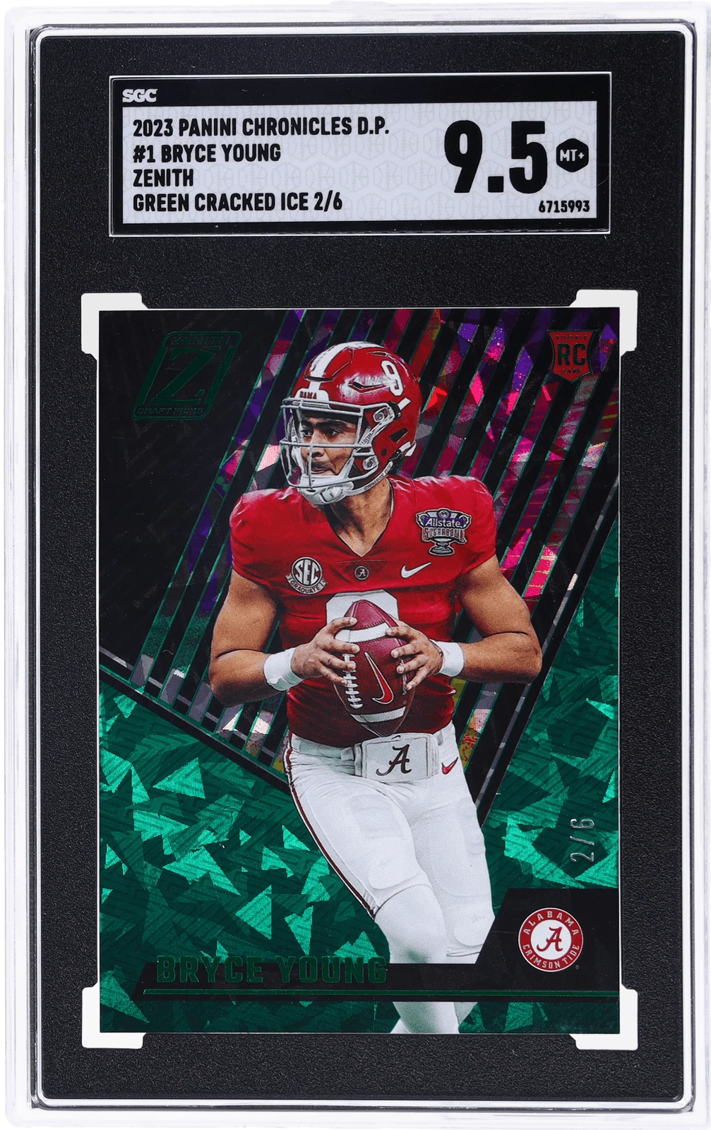 Bryce Young Panini Chronicles Draft Picks Zenith #1 Green Cracked Ice