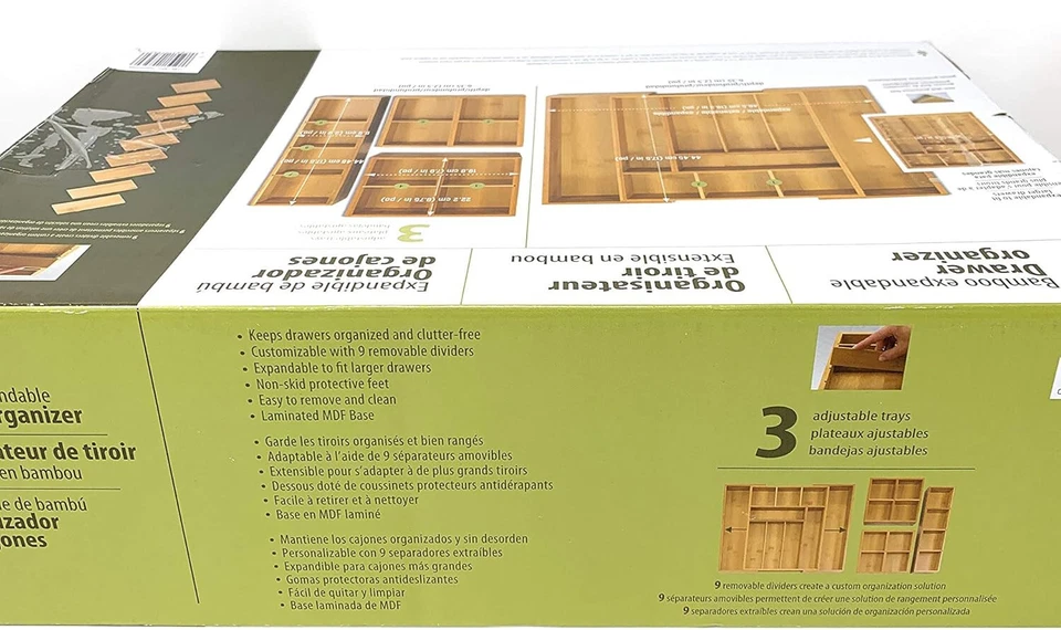 Seville Classics Bamboo 3-Piece Expandable Drawer Organizer Set - Image 2 of 3