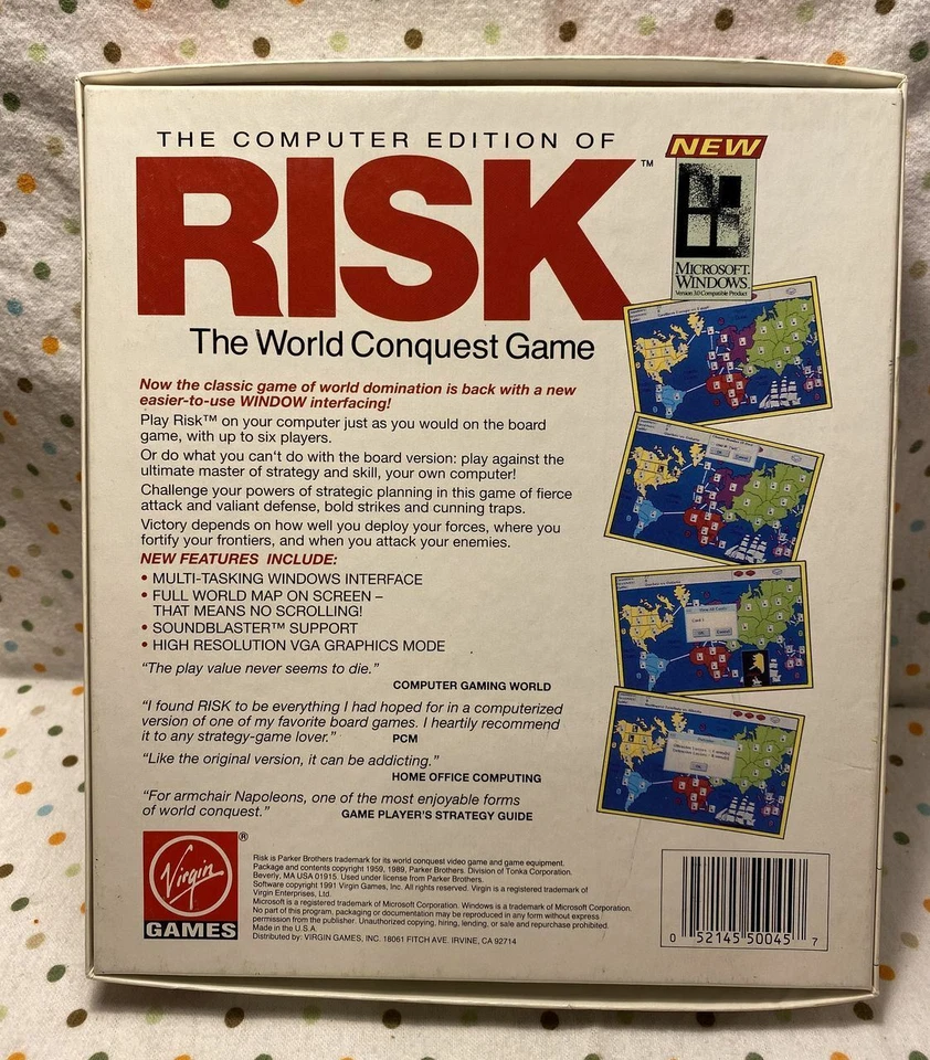 Vintage Virgin Games The Comptuer Edition Risk the Word Conquest Game - 1989 - Image 4 of 4