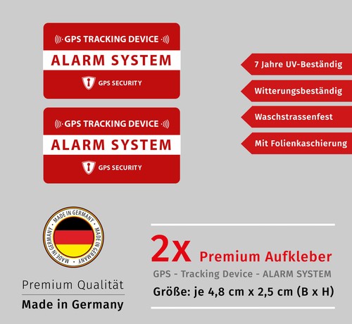 4 Stück Verdunkelungsfolie Alarmaufkleber GPS Eigentumsschutz – Abschreckende Fensteraufkleber Innen