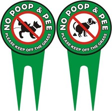 2 PCS No Dog Poop Signs for Yard, 12 x 6 inch Double Sided 12 x 6 inch, Green