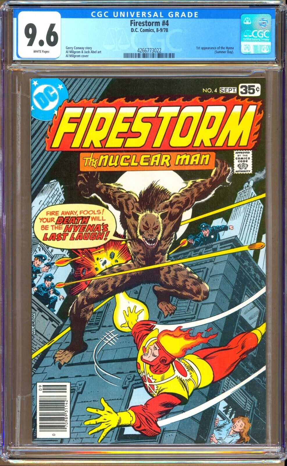 Firestorm #4 (1978) CGC 9.6  WP  Conway - Milgrom - Abel "Hyena"  "NEWSSTAND"