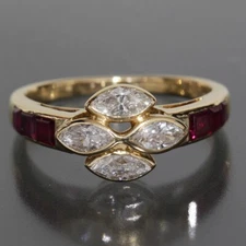CHAUMET Diamond Ruby Ring K18YG Mystery Without Gilt Engraving E1361