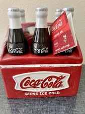 Coca Cola Cookie Jar Six Pack Coke Bottles Ceramic Gibson 2001 VTG No Box