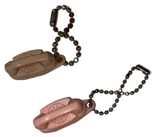 Vintage Mini Princess Rotary Phone Lot of 2 on Keychain Tan and Blue Bell