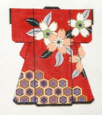 Hand-Painted Needlepoint Canvas by Lee Japanese Kimono Honeycomb Pattern Large