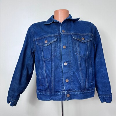 Vintage 1980s Denim Jacket Red Black Plaid Lining 80s
