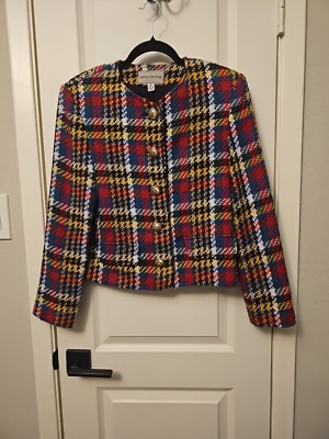 Vintage Ashley Brooke Multi-Color w/ Metallic Blazer Sz 6 Woman