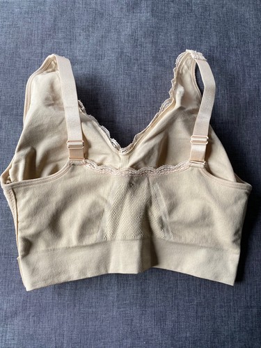 Cara Mia Size L Womens Beige Lace Wireless Padded Bralette Crossover - Picture 10 of 10
