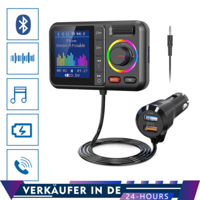 FM Transmitter Bluetooth 5.0 Radio Adapter Auto KFZ Ladegerät Freisprechanlage