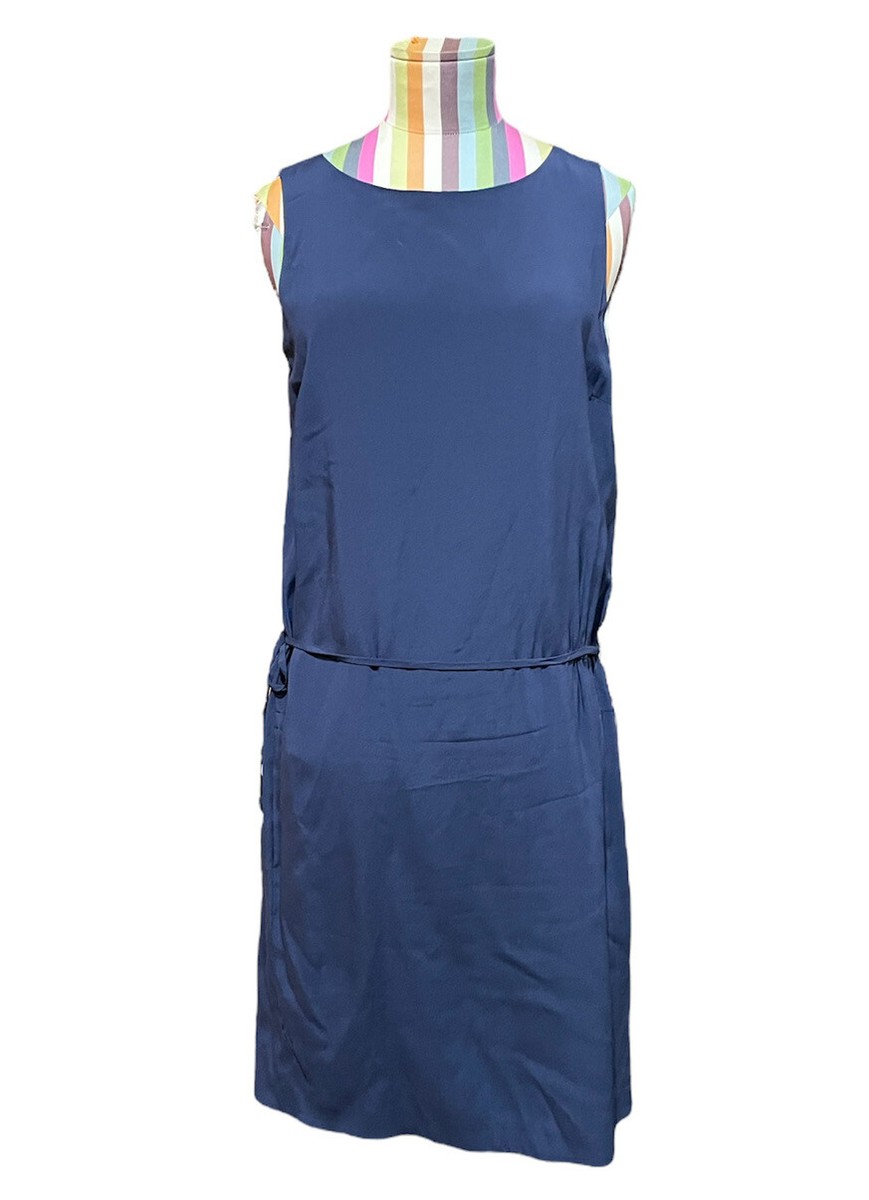 vince navy silk dress Women's Satin V-Neck Slip Dress, Coastal Blue, Size S