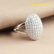 14K White Gold Finish 3CT Round Cut Lab-Created Diamond Cluster Wedding Ring