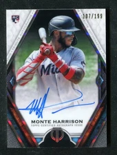 2021 Topps Tribute Autographs #TAMH Monte Harrison RC 107/199 Miami Marlins