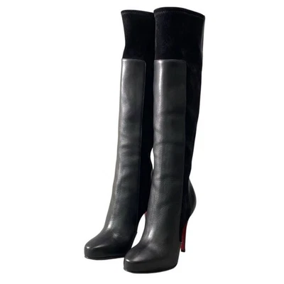 Christian Louboutin YSA 100 bottes longues EU:36,5 US:6,5 chaussures en cuir ... - Photo 1/4