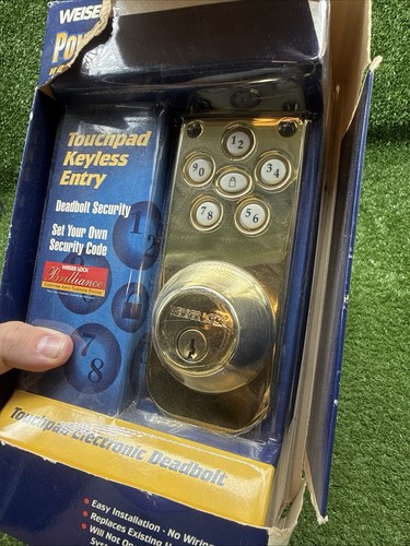 Weiser Powerbolt 1000 Touchpad Electronic Deadbolt Lock Polished Brass S6 - Picture 2 of 5
