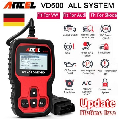 ANCEL VD500 All System OBD2 Scanner Code Reader ABS SRS EPB IMMO Oil Fit For VW