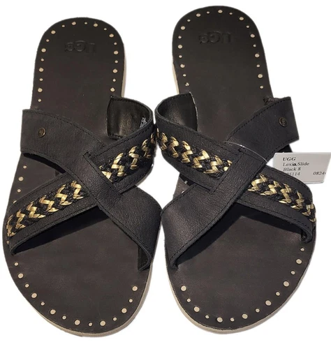 SANDALI BASSI LEXIA UGG neri e oro slide slip on
