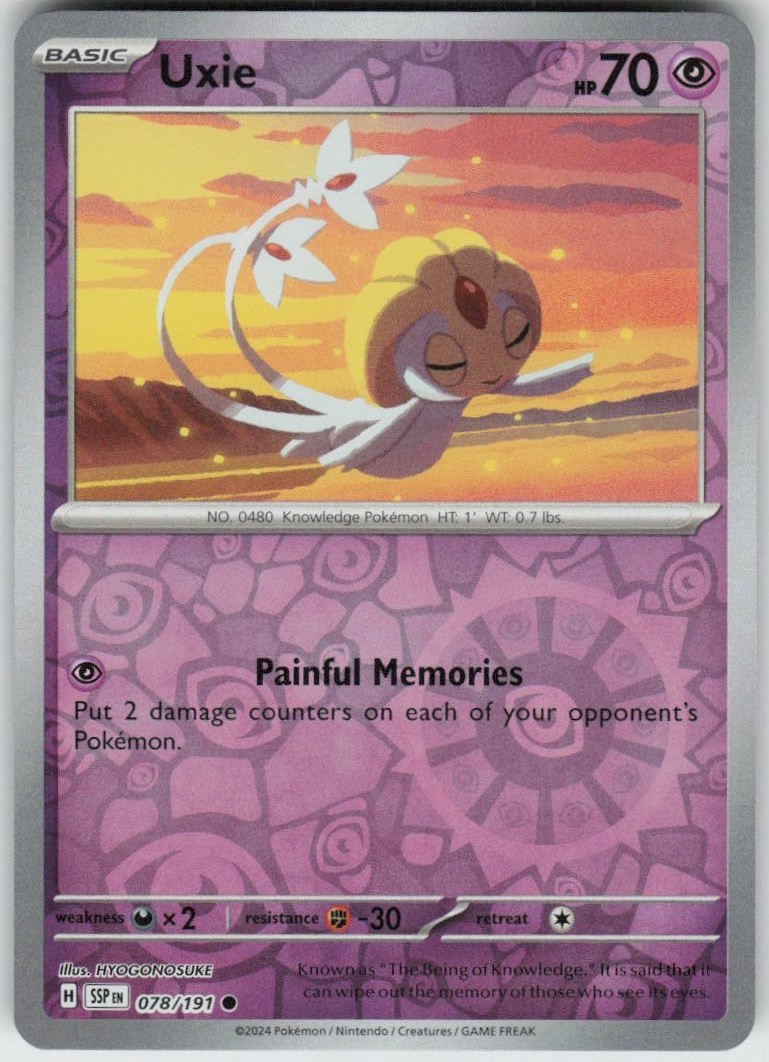 Reverse Holo Uxie 078/191 Common Surging Sparks Near Mint