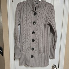 Eddie Bauer Wool Blend Cable Knit Button Sweater Small