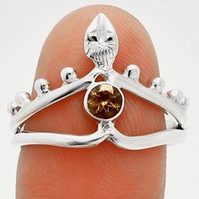 Natural Smoky Quartz - Brazil 925 Sterling Silver Ring s.8 Jewelry R-1467