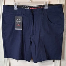 NWT Wrangler ATG Mens 40 Blue Outdoor Utility Chino Shorts 8” Inseam