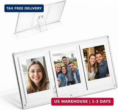 2x3 Picture Frame, Mini Picture Frames for 2x3 Films 3 Grid Clear Table Photo Fr