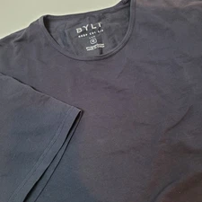 BYLT Premium Mens Blue Drop Cut Lux Short Sleeve Shirt V Neck Size XL Stretch