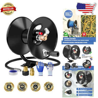 #ad Heavy Duty Metal Pressure Washer Hose Reel 4000 PSI M22 Fitting Wall Mount $167.99
