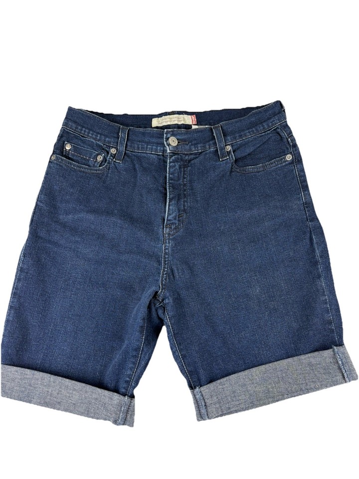 Levi's High Waisted Stretch Denim Cuffed Denim Shorts Size 10