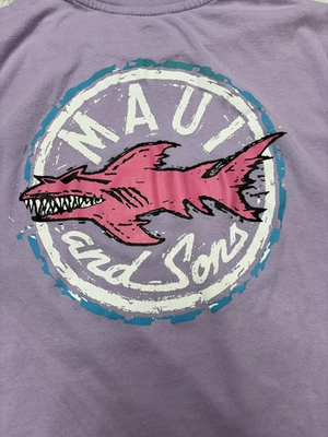 #ad Maui And Sons Shirt Mens XL Purple Shark Logo Graphic Tee Tagless Surf Beach $16.99