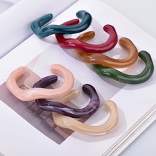 Resin Acrylic Cuff Bracelet Women Irregular Geometric Open Wide Layered Jewelry