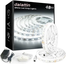 dalattin White LED Strip Lights, 40ft Dimmable Light 40FT, 6500K 
