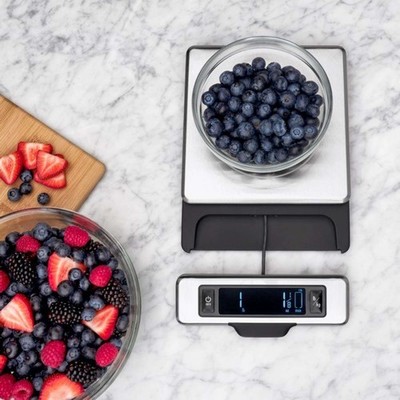 OXO Good Grips Küchenwaage 5-kg-Edelstahlwaage mit ausziehbarer Anzeige