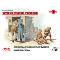 Wwii Us Medical Personnel 4 Figures Kit 1:35 Icm Kit Figure Militari -D- Neues M