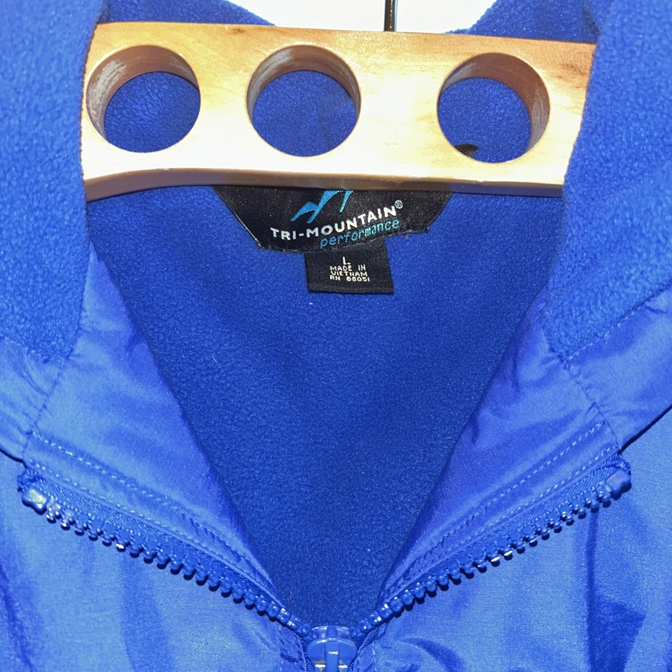 VINTAGE Tri-Mountain Jacket Mens Fleece Lined Hooded  Blue Large - Image 2 of 4