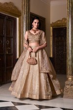 Ethnic Wear Designer Gold Crush Lehenga Choli With Dupatta For Women