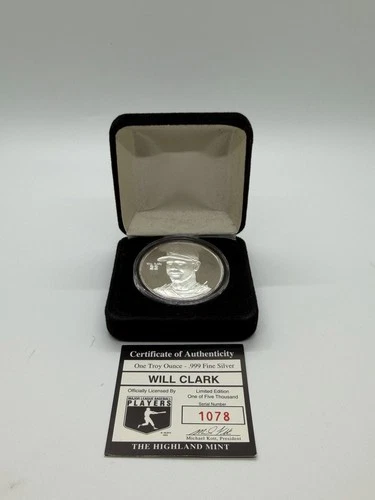Will Clark MLB Baseball One Troy Ounce .999 Fine Silver Round /5,000