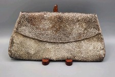 VTG 50s Schildkraut Bros Silver Beaded Clutch Purse Circular Pattern Japan