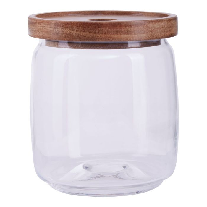 Tromso Glass Storage Jar 860ml with Wood Lid Herb Spices Container Kitchenware