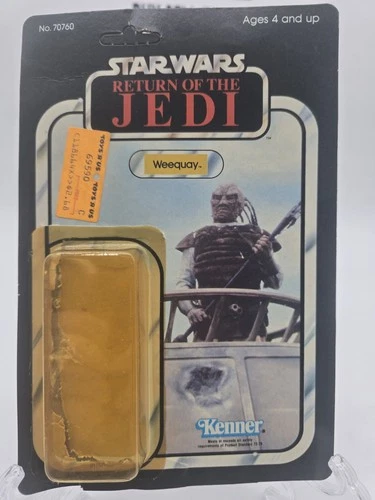 1983 Star Wars ROTJ WEEQUAY Card Back With Attached  Bubble Unpunched