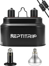 Dual Reptile Light Fixture with 100W Full Spectrum UVA UVB Light Bulb  100W Nig