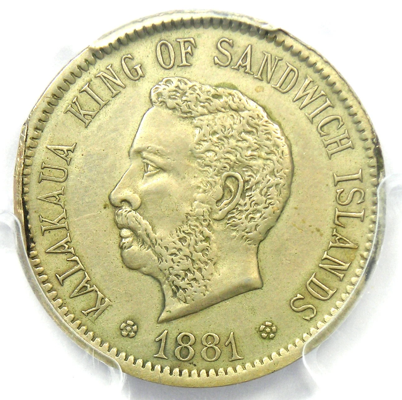 1881 Hawaii Kalakaua Pattern 5 Cents Coin P5C - Certified PCGS XF Detail - Rare!
