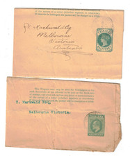 TRININDAD 1/2d NEWSPAPER WRAPPERS Used to Australia   (2 items)