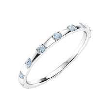 Sterling Silver Round Natural Aquamarine Full Eternity Wedding Promise Ring