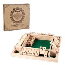 1-4 Players Shut The Box Dice Game,Classic 4 Sided Wooden Board Game with 10 ...