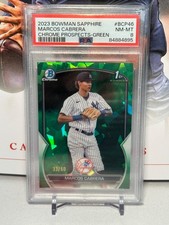 2023 Bowman Sapphire Chrome Prospects Green #BCP-46 Marcos Cabrera /60 PSA 8 NYY