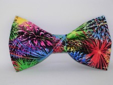 Fireworks Bow tie, Colorful Bursts, Patriotic, New Years Celebration, Pre-tied