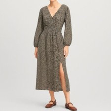 NWT GAP Maxi Dress Brown Cottage Floral Size XL V-Neck Long Sleeve Thanksgiving