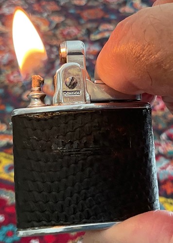 Vintage Ronson Leather Wrapped Standard Petrol Lighter / Serviced.